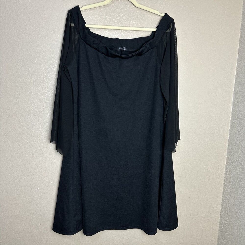Pink Clove Black Mini Dress Womans Plus Size 22 Cold Shoulder Sheer Sleeves